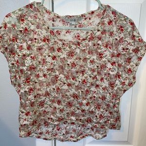 Brand XXI size S/P. cute see through lace top. Great with bandeau underneath.